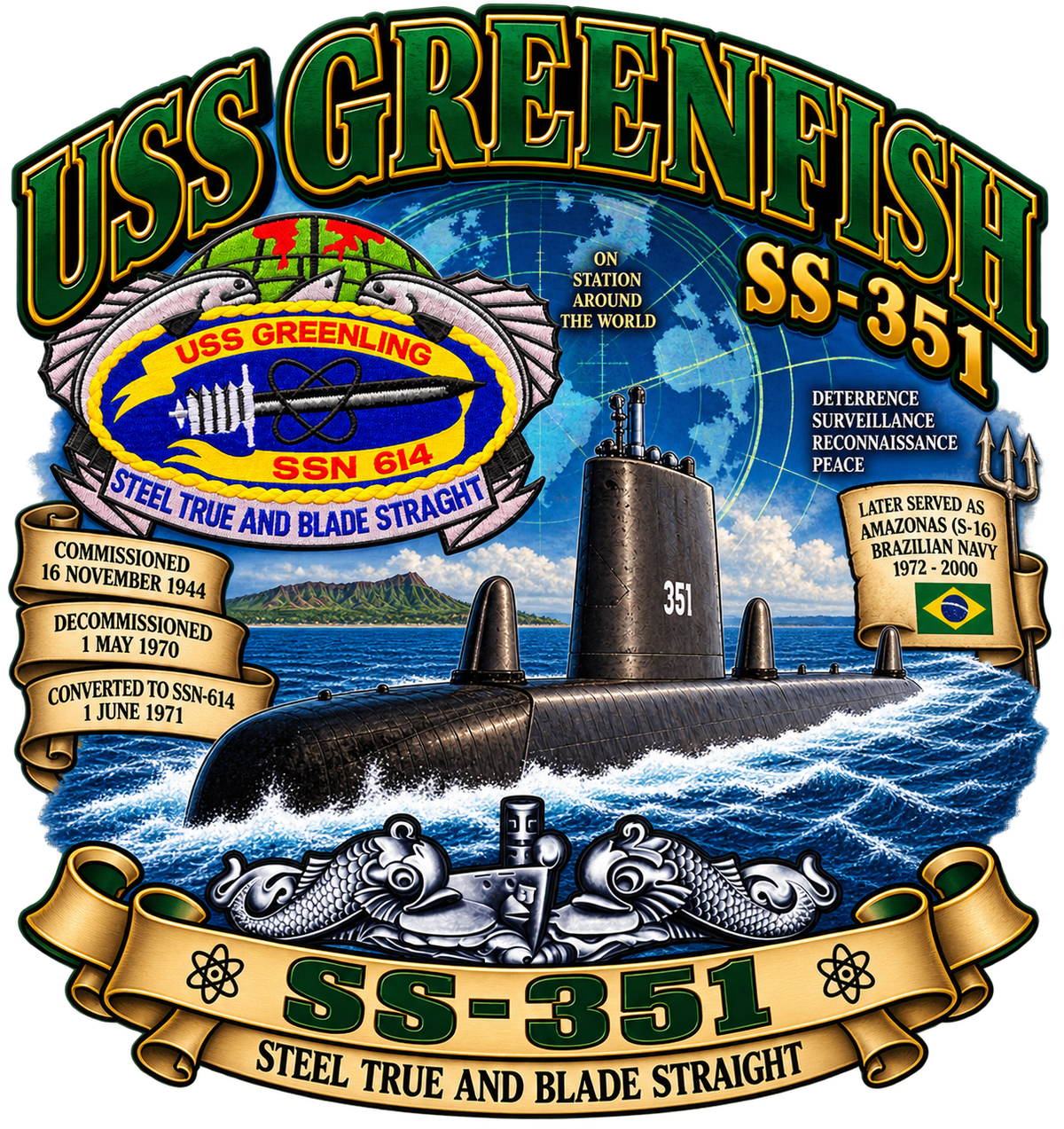 USS GREENFISH SS - 351 Dynamic Clothing