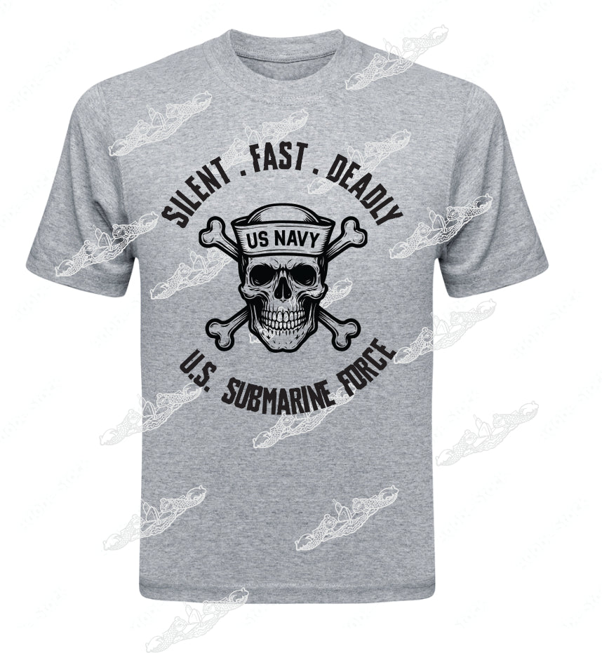 Silent Fast Deadly US Submarine Force NAVY SKULL  Clothing